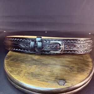 Dutyman Ranger Dress Belt Size 30" Black Basketweave Leather Nickle Buckle 1761